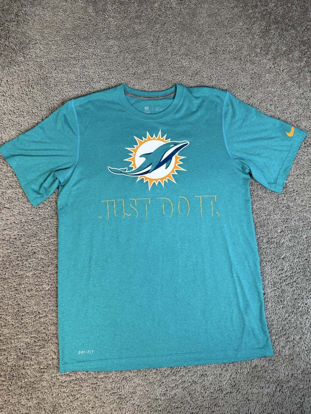 Miami Dolphins Shirt Mens M Green NFL Football Nike Dri-FIT Team Apparel
